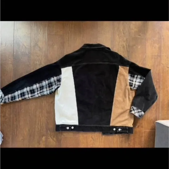 New Organic Cotton Panelled Colorblock Corduroy Jacket Coat. Medium - Picture 3 of 5